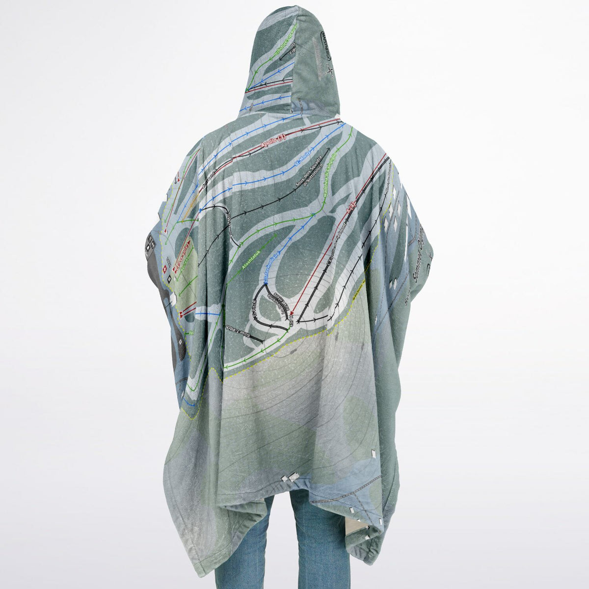 Sommet Olympia, Quebec Ski Resort Map Flannel Blanket Poncho
