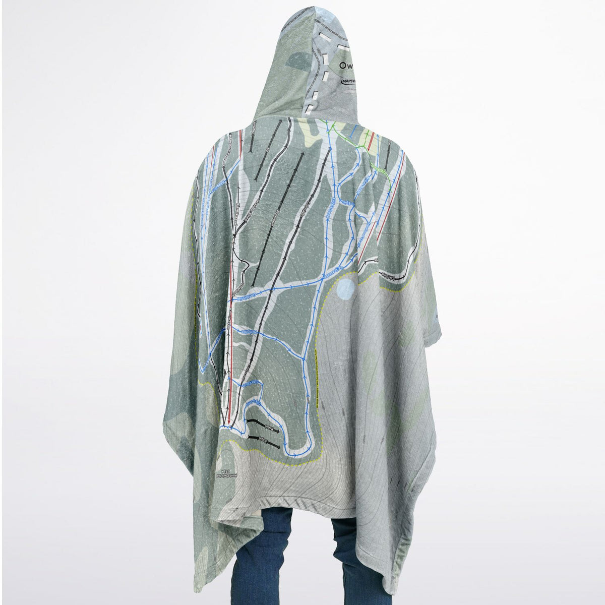 Owls Head, Quebec Ski Resort Map Flannel Blanket Poncho