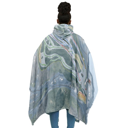 King Pine, New Hampshire Ski Resort Map Flannel Blanket Poncho