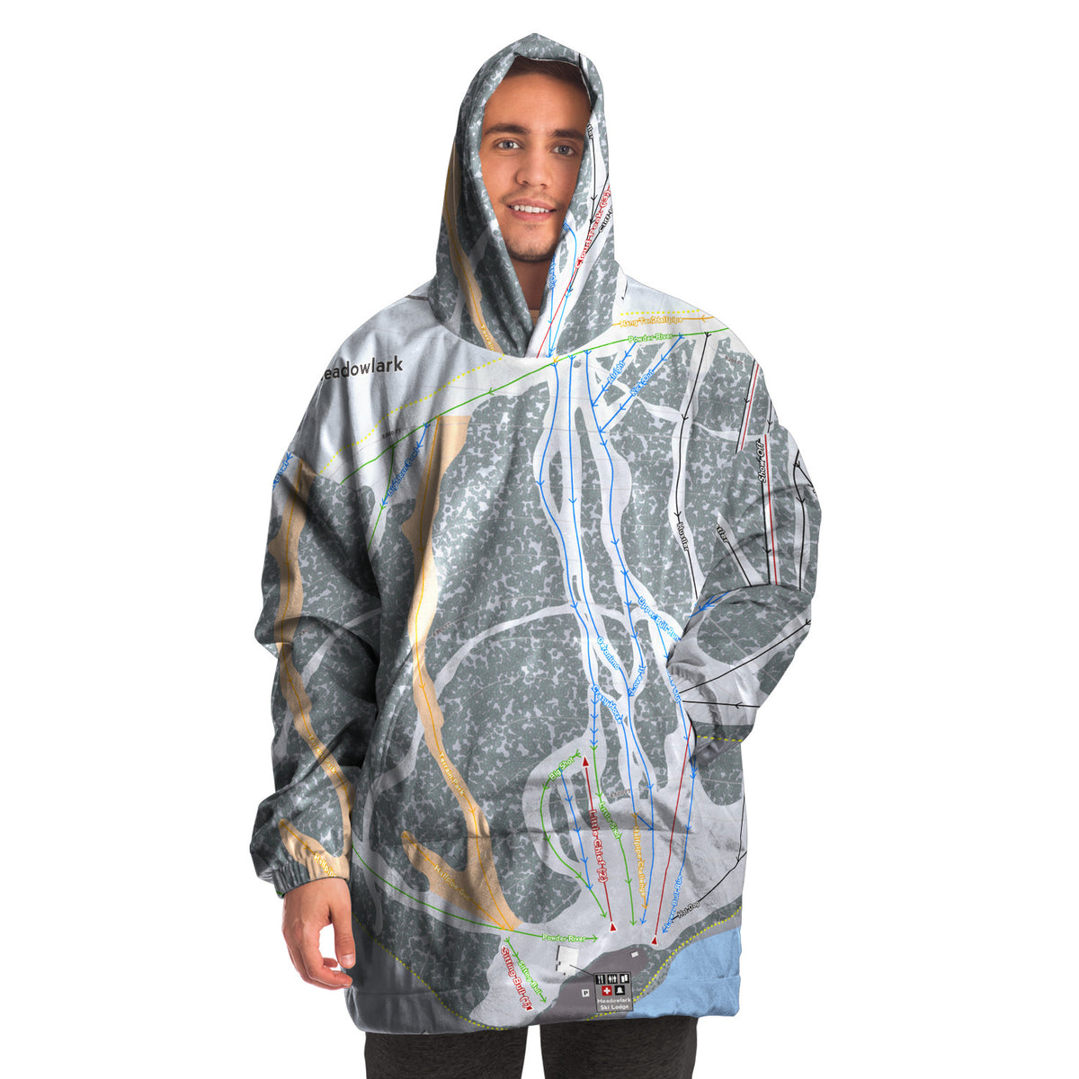 Meadowlark, Wyoming Ski Trail Map Snug Hoodie