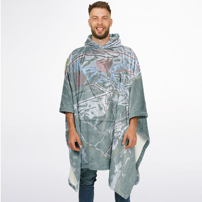 Crystal Mountain, Washington Ski Resort Map Flannel Blanket Poncho
