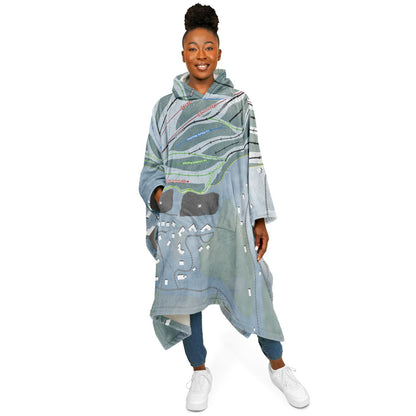 Ski Chantecler, Quebec Ski Resort Map Flannel Blanket Poncho