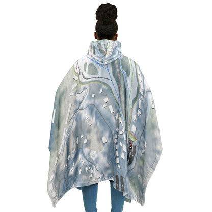 The Homestead, Michigan Ski Resort Map Flannel Blanket Poncho