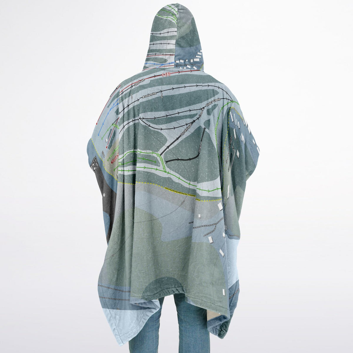 Belle Neige, Quebec Ski Resort Map Flannel Blanket Poncho