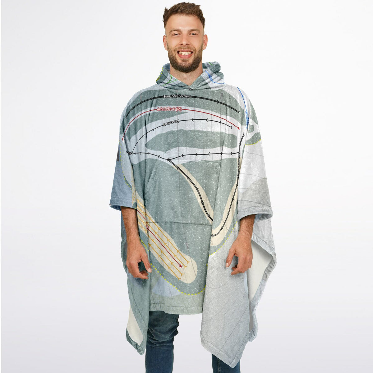 Mont Apic, Quebec Ski Resort Map Flannel Blanket Poncho