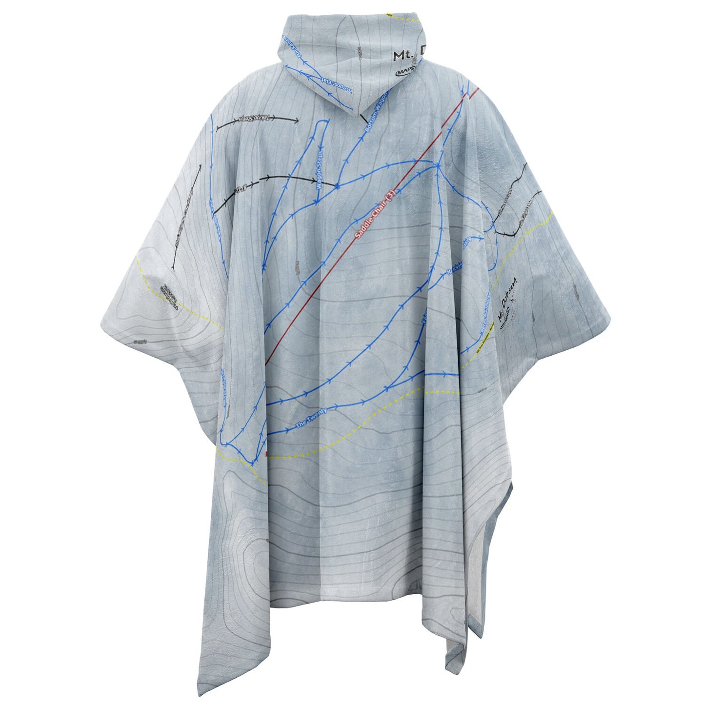 Mt Dobson, New Zealand Ski Resort Map Flannel Blanket Poncho - Powderaddicts
