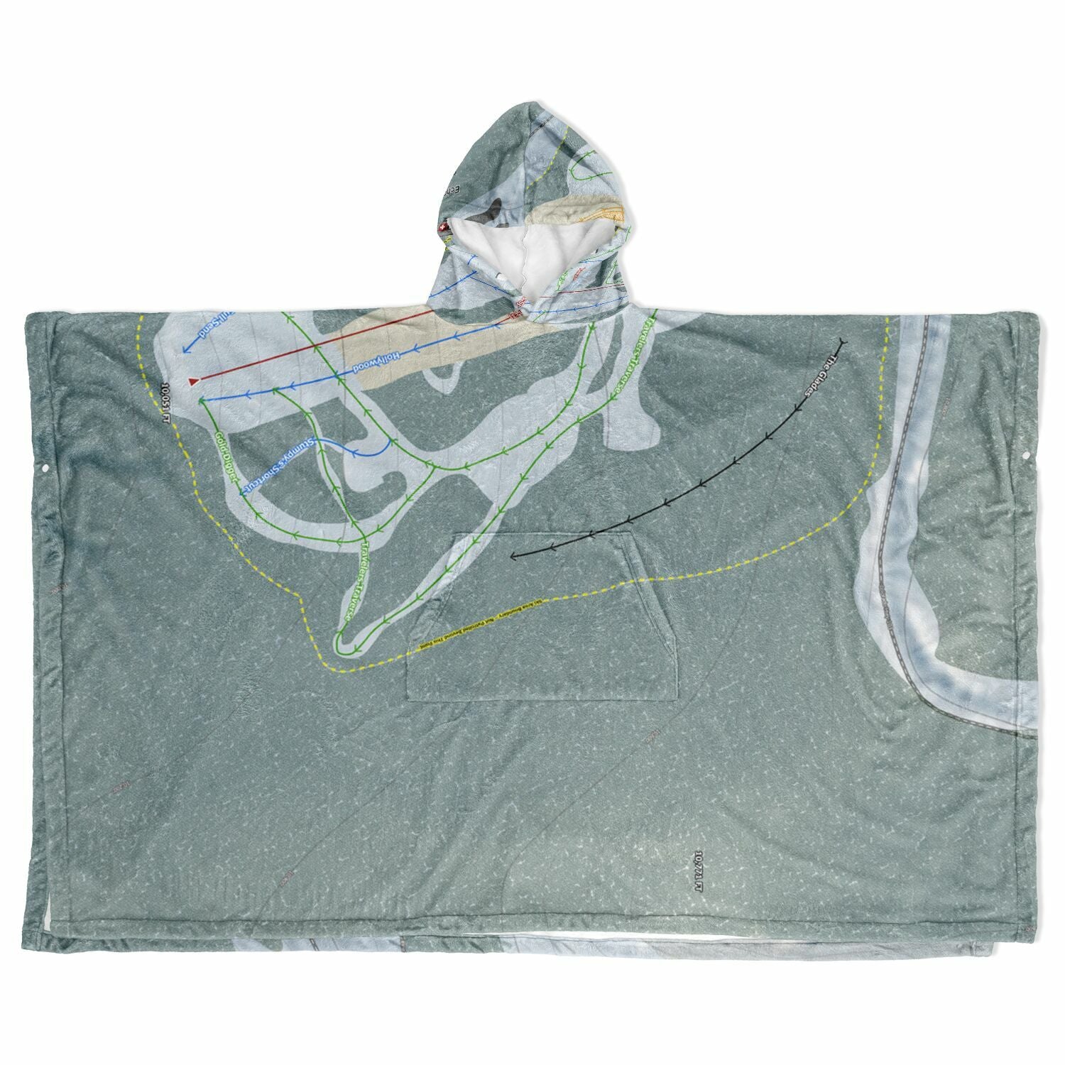 Echo Mountain, Colorado Ski Resort Map Flannel Blanket Poncho