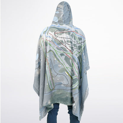 Big Powderhorn, Michigan Ski Resort Map Flannel Blanket Poncho