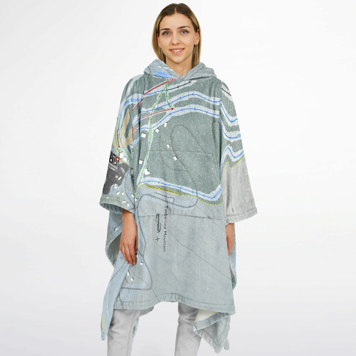 Timberline Mountain, West Virginia Ski Resort Map Flannel Blanket Poncho