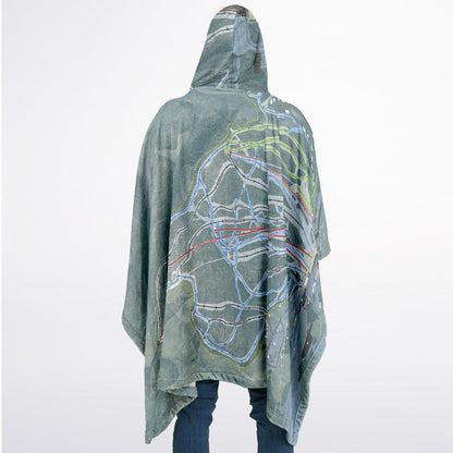 Attitash Mountain, New Hampshire Ski Resort Map Flannel Blanket Poncho