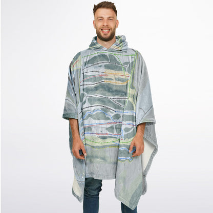 Kissing Bridge, New York Ski Resort Map Flannel Blanket Poncho