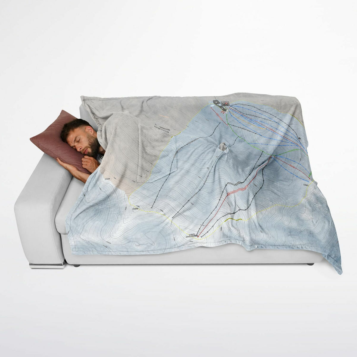 Roundhill, New Zealand Ski Resort Map Flannel Blanket Poncho