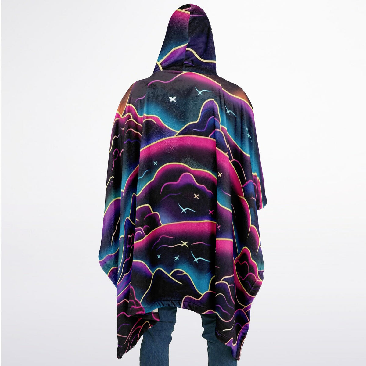 Neon Mountain, Flannel Blanket Poncho