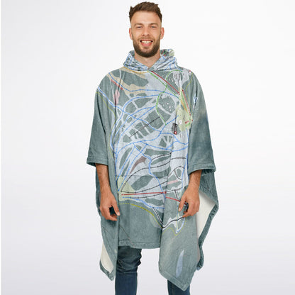Grouse Mountain, British Columbia Ski Resort Map Flannel Blanket Poncho