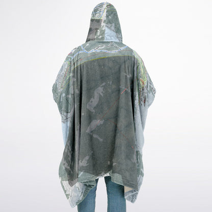 Tamarack, Idaho Ski Resort Map Flannel Blanket Poncho