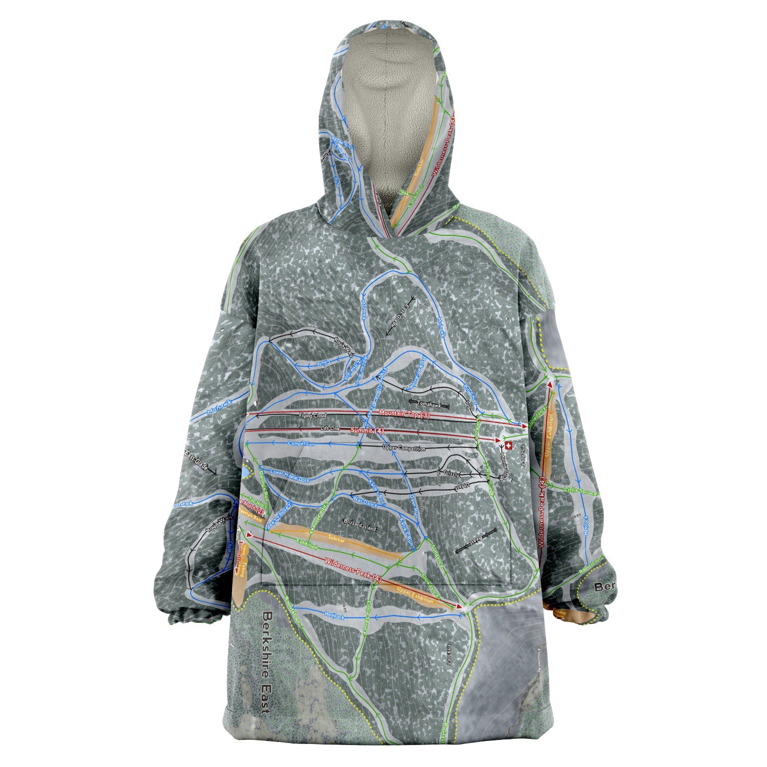 Berkshire East, Massachusetts Ski Trail Map - Snug Hoodie