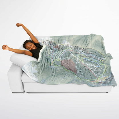 Taos, New Mexico Ski Resort Map Flannel Blanket Poncho