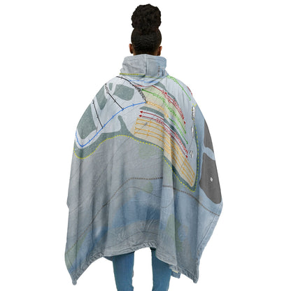 Ski Ward, Massachusetts Ski Resort Map Flannel Blanket Poncho