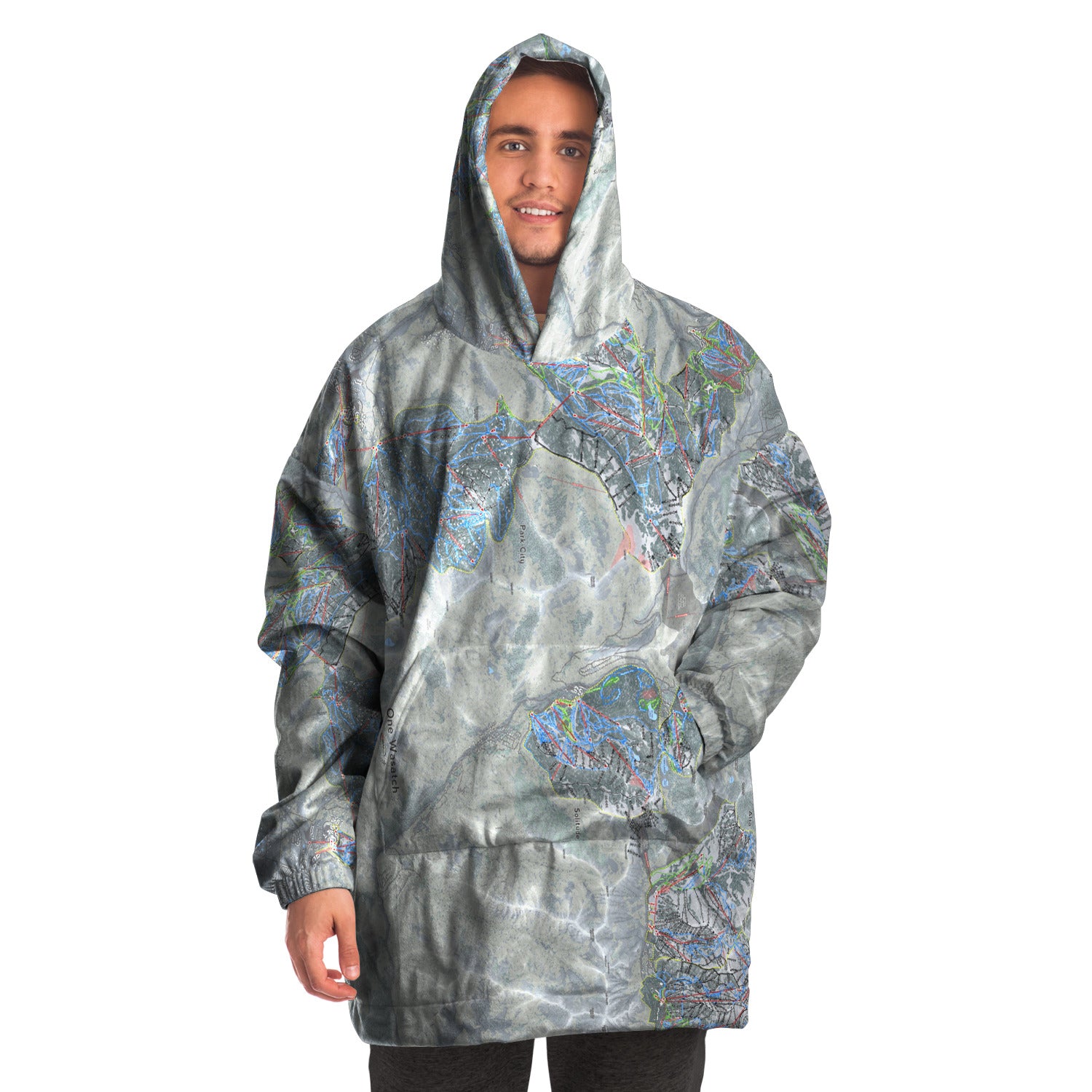 One Wasatch, Utah Ski Trail Map - Snug Hoodie