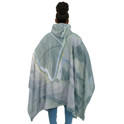 Hickory Ski Center, New York Ski Resort Map Flannel Blanket Poncho