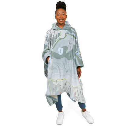 Donner Ski Ranch, California Ski Resort Map Flannel Blanket Poncho