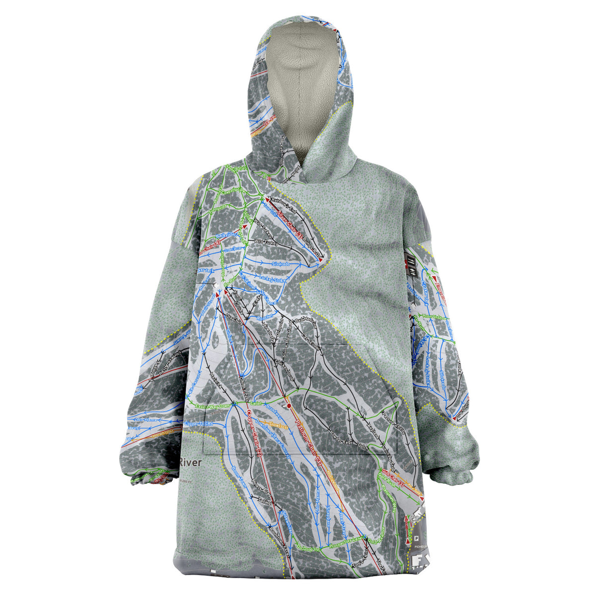 Red River, New Mexico Ski Trail Map - Snug Hoodie