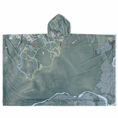 Revelstoke, British Columbia Ski Resort Map Flannel Blanket Poncho