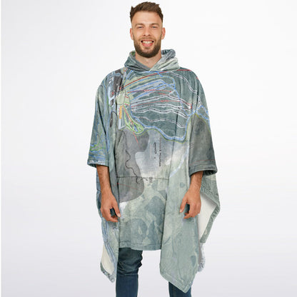 Gunstock Mountain, New Hampshire Ski Resort Map Flannel Blanket Poncho