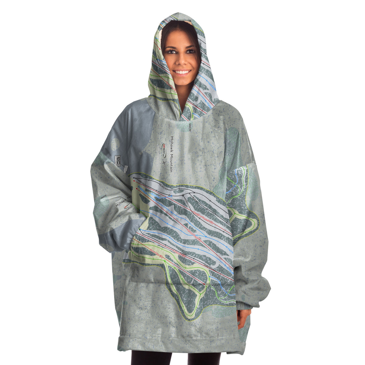 Mohawk Mountain, Connecticut Ski Trail Map - Snug Hoodie