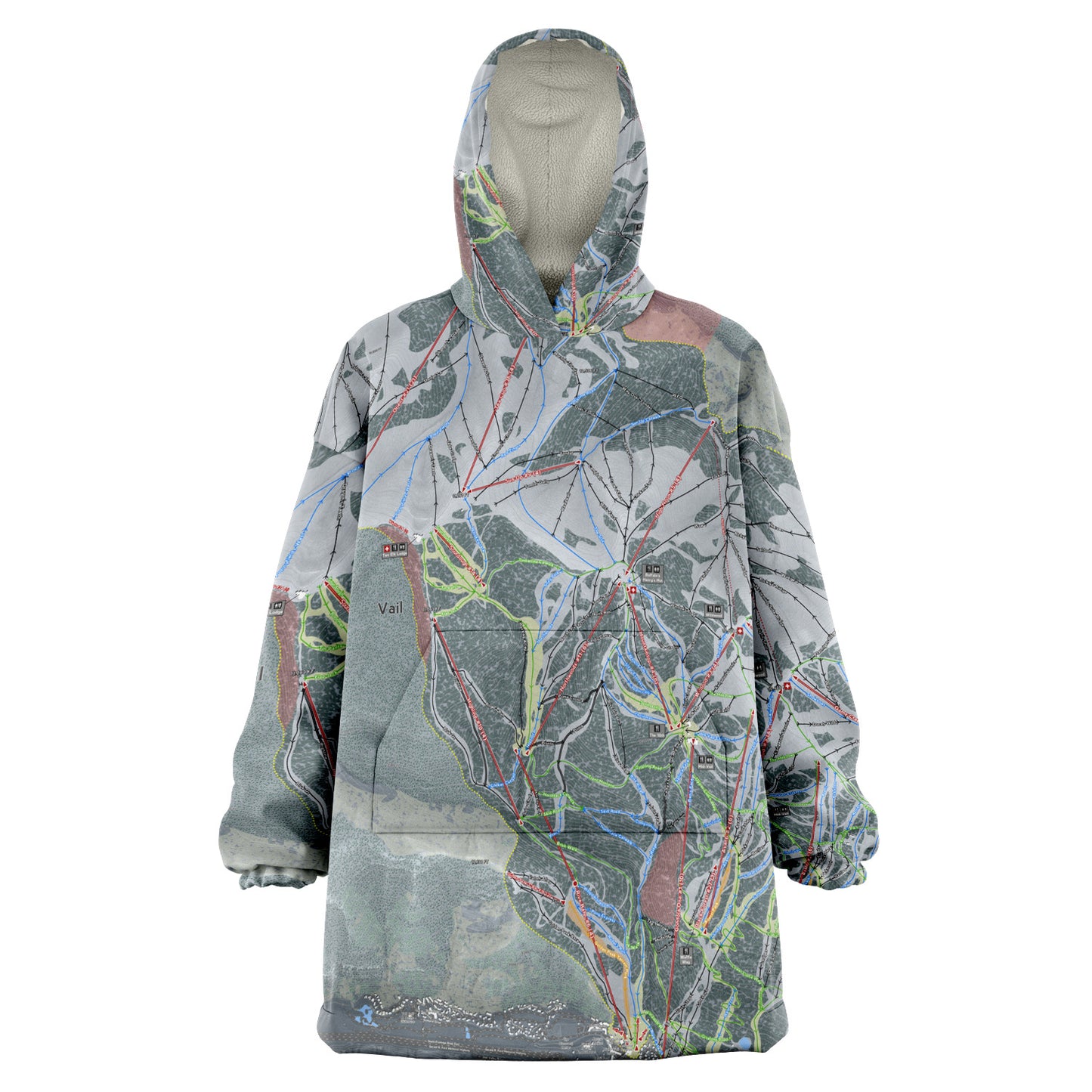 Vail, Colorado Ski Trail Map - Snug Hoodie - Powderaddicts