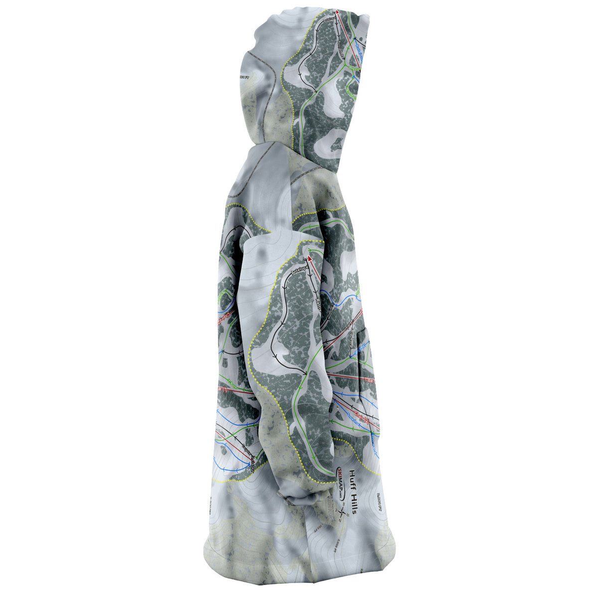 Huff Hills, North Dakota Ski Trail Map Snug Hoodie