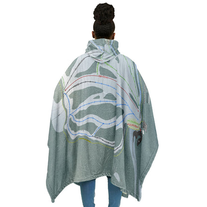 Phoenix Mountain, British Columbia Ski Resort Map Flannel Blanket Poncho
