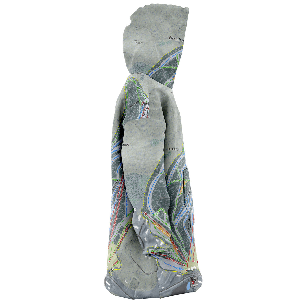 Bromley, Vermont Ski Trail Map - Snug Hoodie