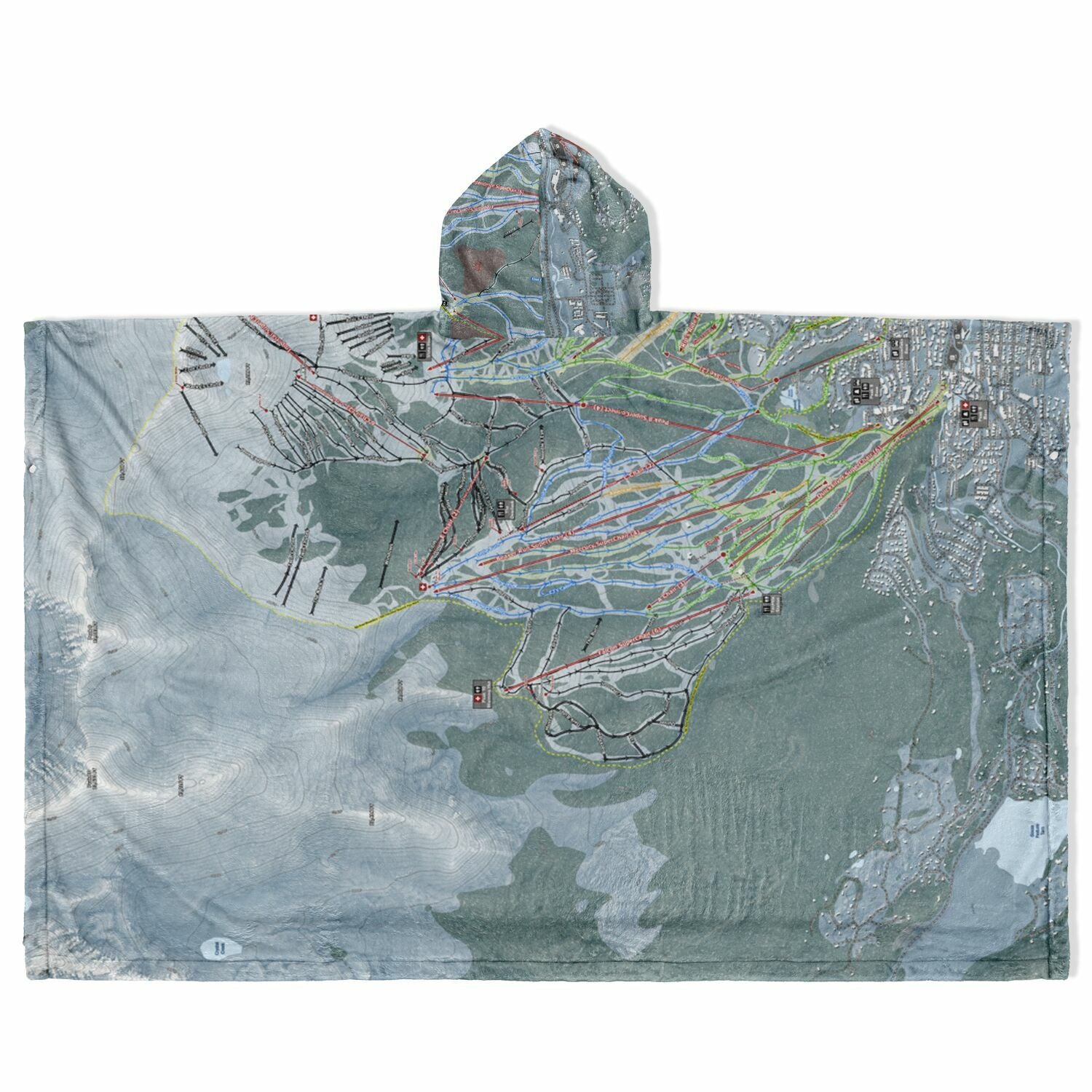 Breckenridge, Colorado Ski Resort Map Flannel Blanket Poncho