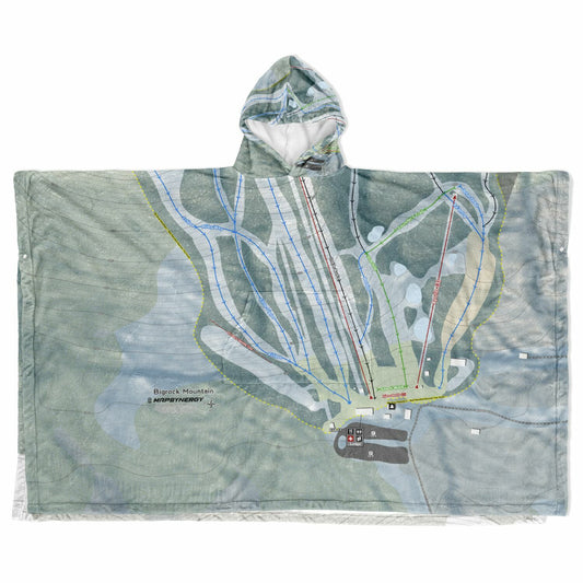 Bigrock Mountain, Maine Ski Resort Map Flannel Blanket Poncho