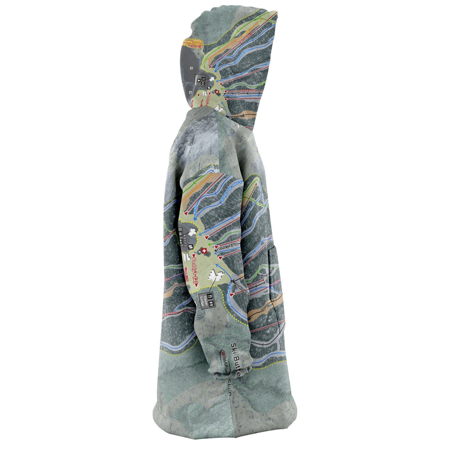 Ski Butternut, Massachusetts Ski Trail Map Snug Hoodie