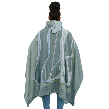Salmo, British Columbia Ski Resort Map Flannel Blanket Poncho