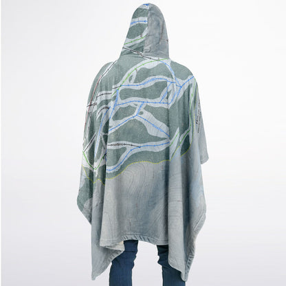 White Pine, Wyoming Ski Resort Map Flannel Blanket Poncho