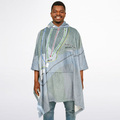 Emery Park, New York Ski Resort Map Flannel Blanket Poncho