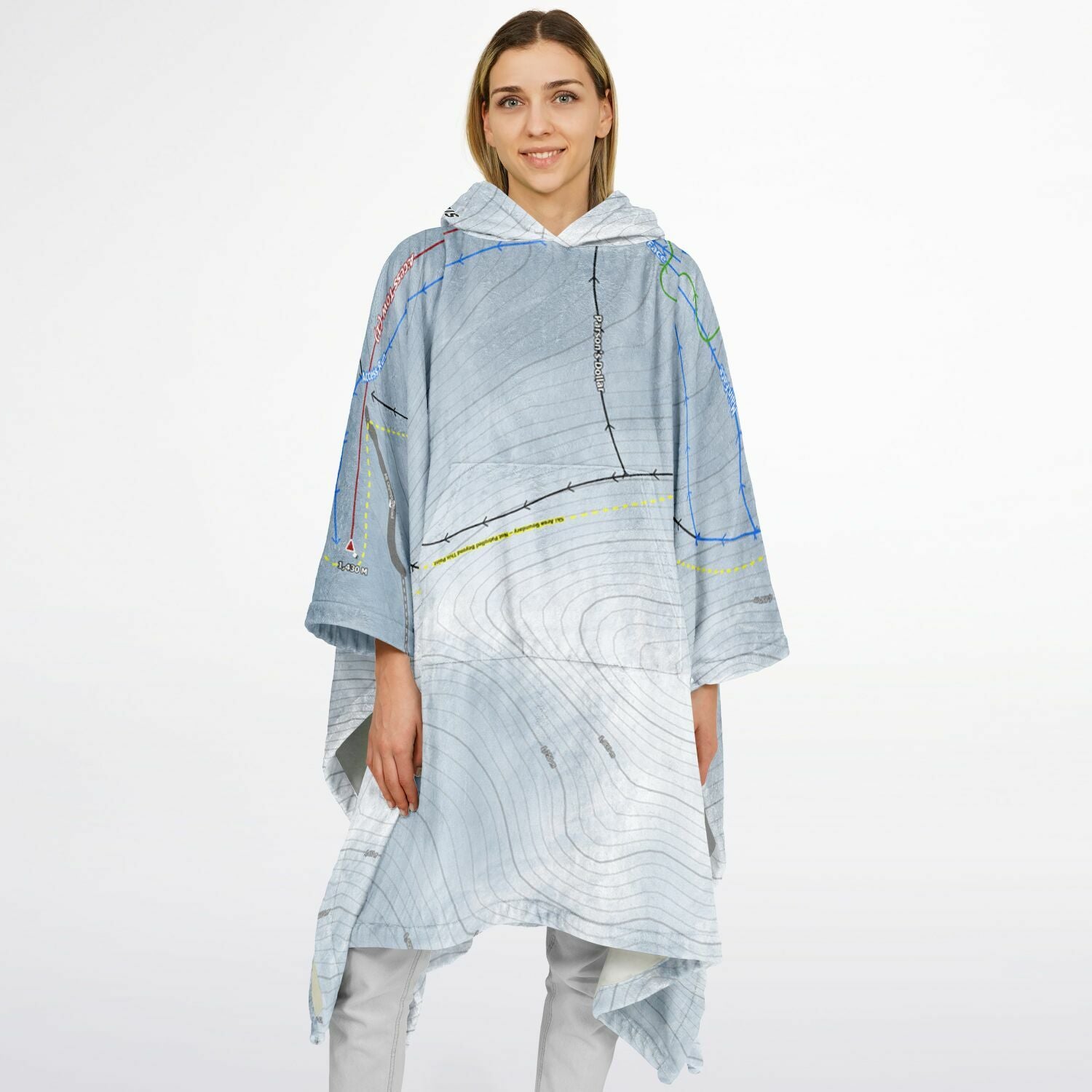 Mt Olympus, New Zealand Ski Resort Map Flannel Blanket Poncho - Powderaddicts