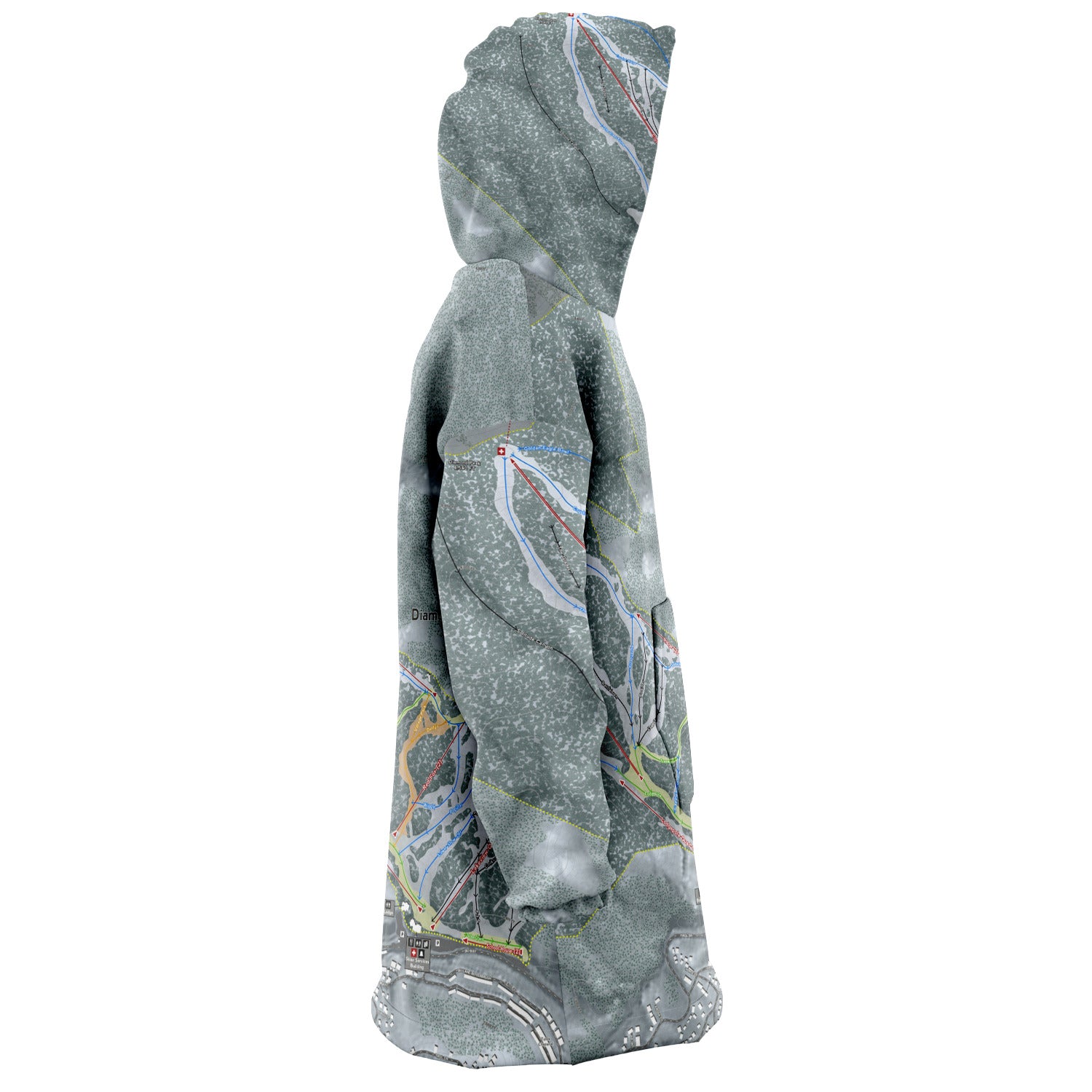 Diamond Peak, Nevada Ski Trail Map - Snug Hoodie - Powderaddicts