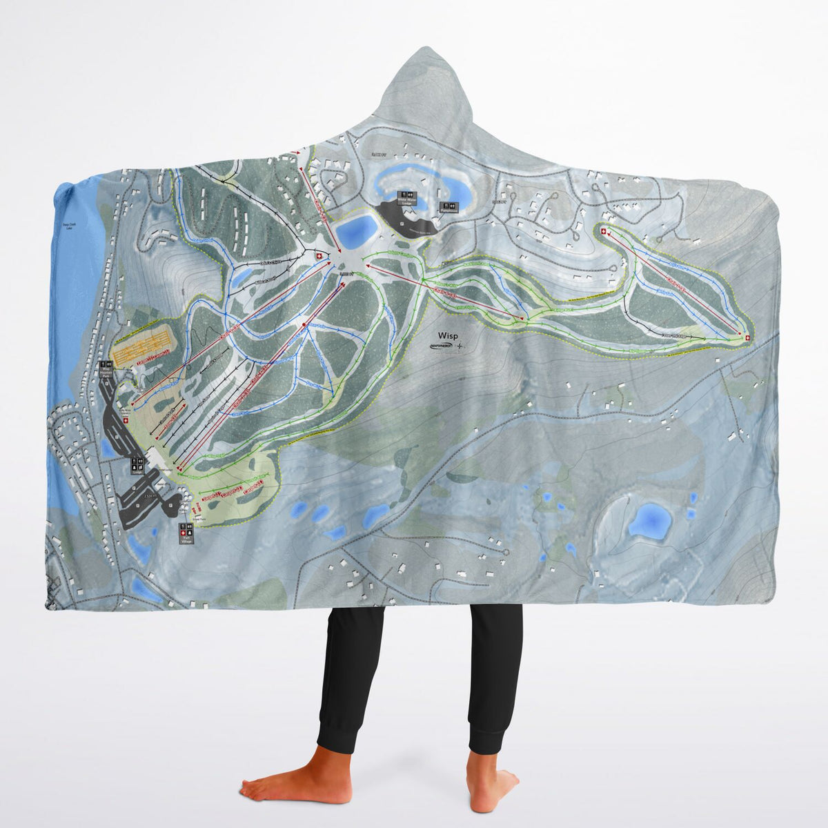 Wisp, Maryland Ski Trail Map - Youth Hooded Blanket