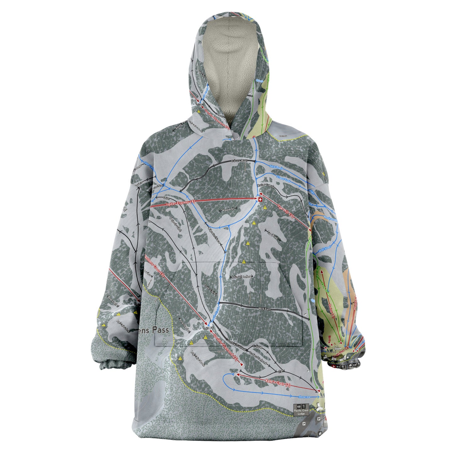 Stevens Pass, Washington Ski Trail Map - Snug Hoodie