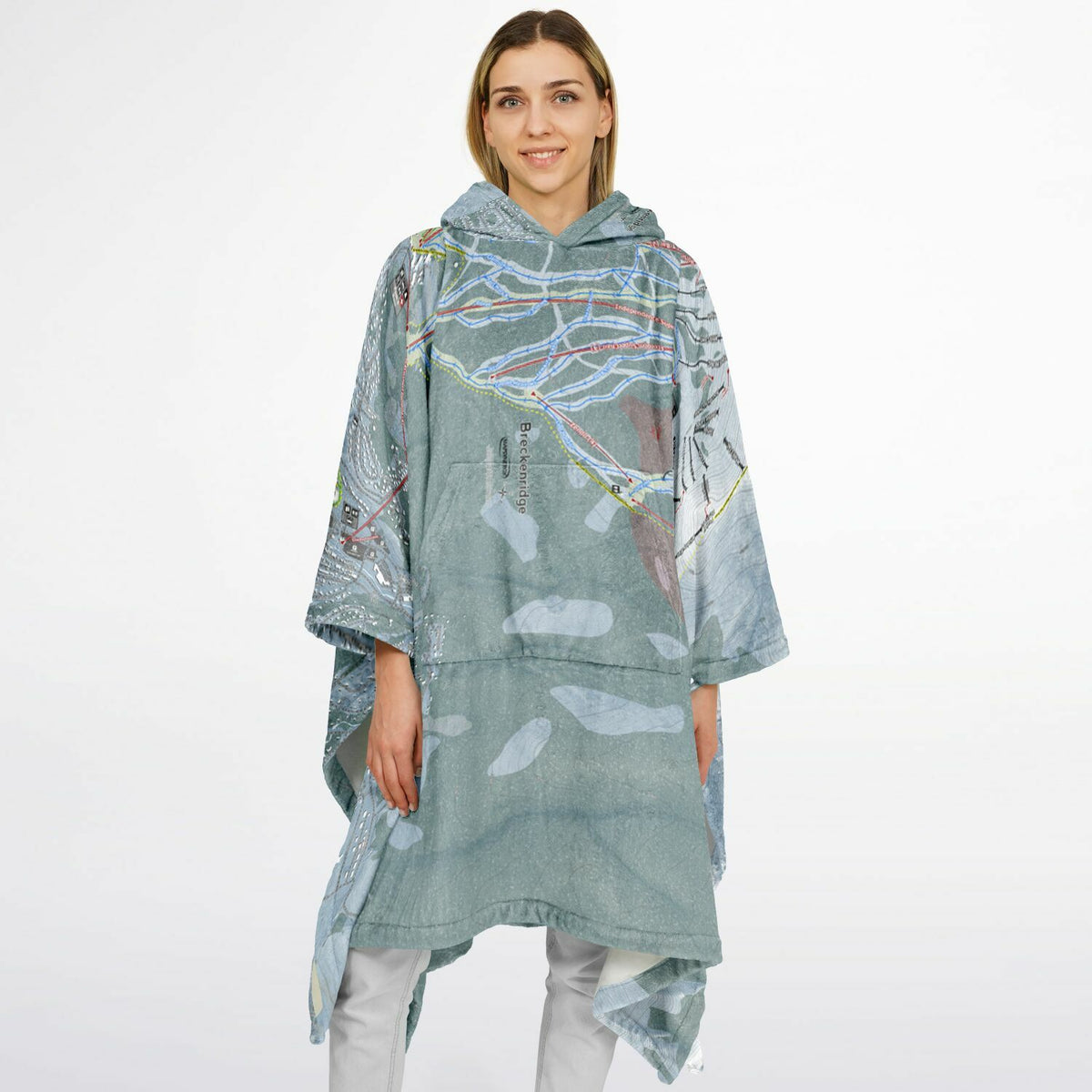 Breckenridge, Colorado Ski Resort Map Flannel Blanket Poncho