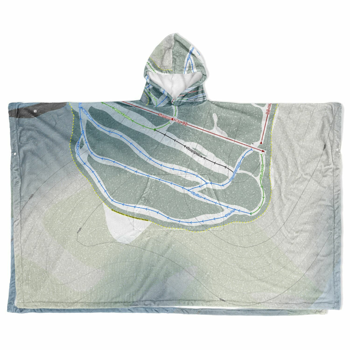 Medicine Lodge, Alberta Ski Resort Map Flannel Blanket Poncho