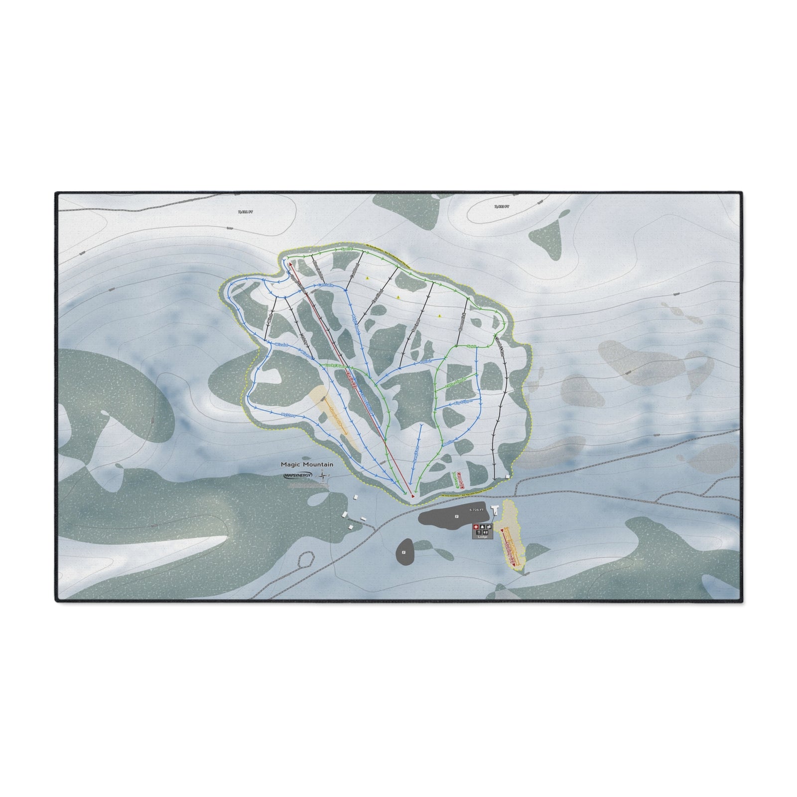 Magic Mountain, Idaho Ski Resort Map Heavy Duty Floor Mat