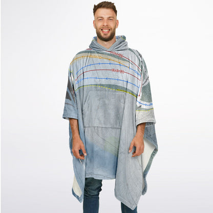 Ski Ward, Massachusetts Ski Resort Map Flannel Blanket Poncho