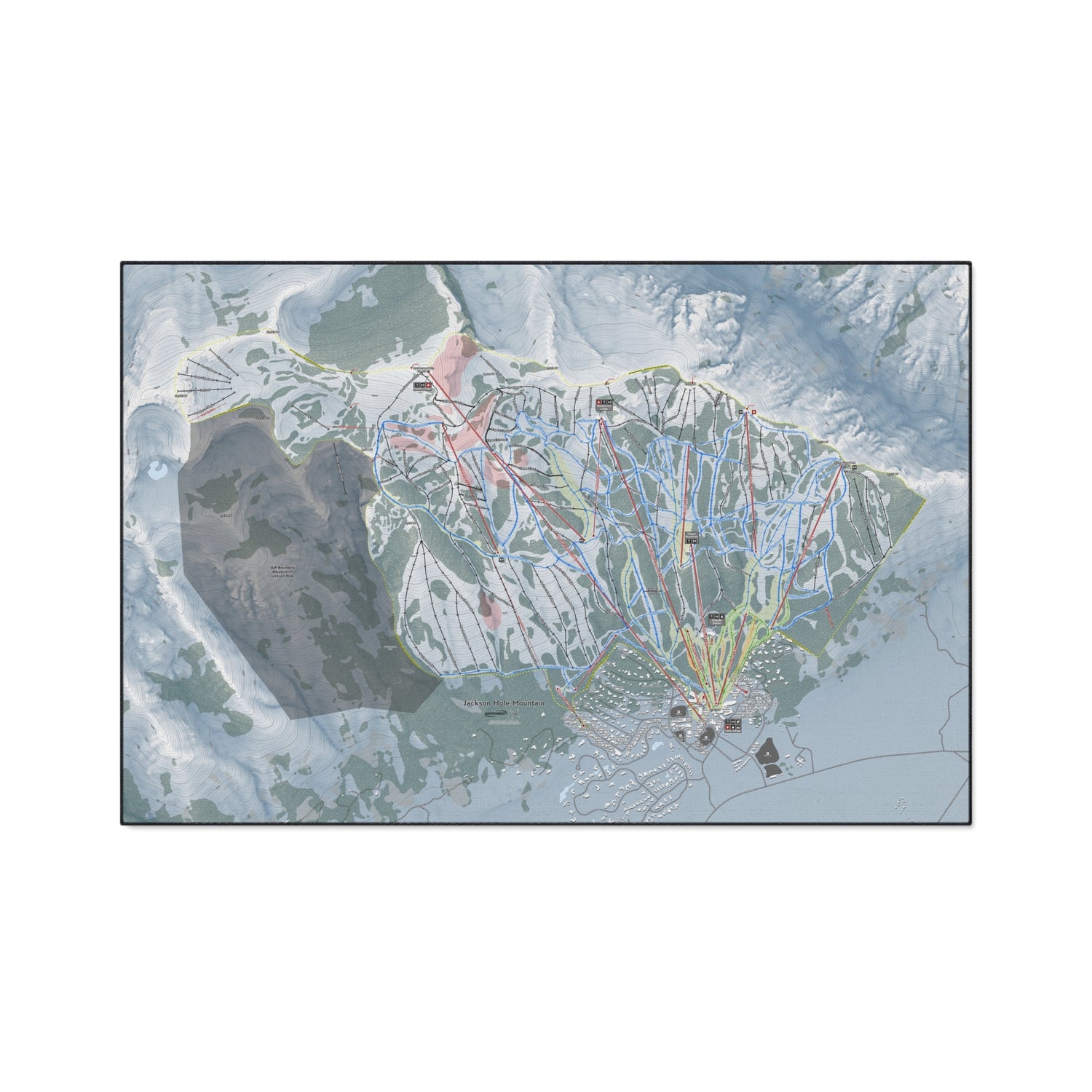 Jackson Hole Mountain, Wyoming Ski Resort Map Heavy Duty Floor Mat