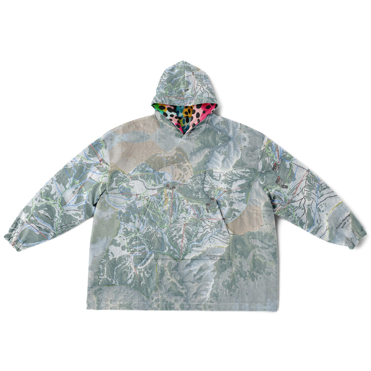 Powder Mountain, Utah Ski Resort Map Reversible Snug Hoodie