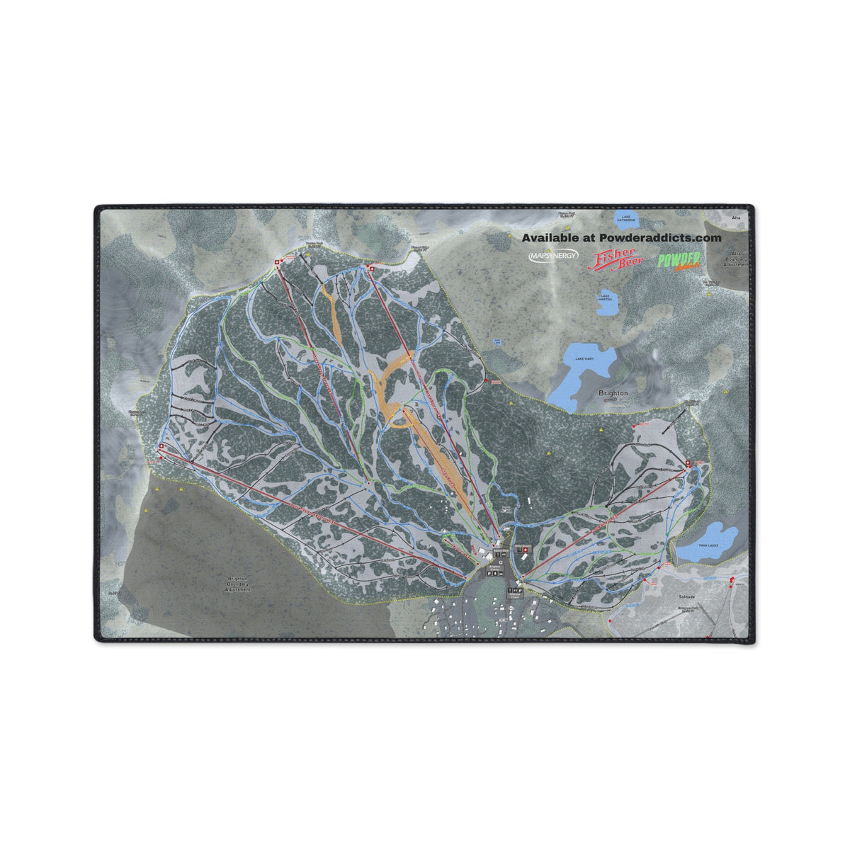 FISHER Little Cottonwood Canyon, Utah Ski Resort Map Heavy Duty Floor Mat
